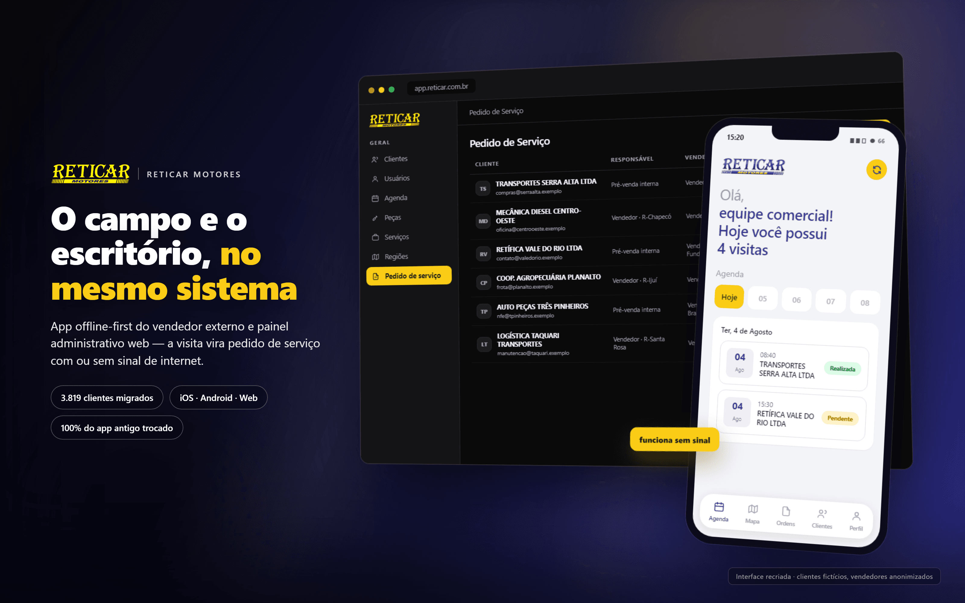 A equipe comercial trocou 100% do app antigo por um que trabalha sem internet